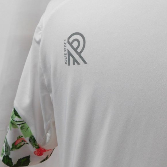 Jolie Ride Womens L White Red Roses Full Zip Short sleeve Cycling Jersey - Picture 10 of 10